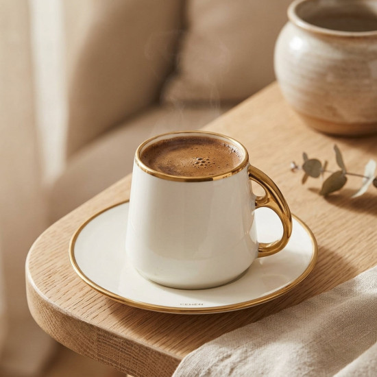 Coffee Cup and Saucer Set - 6 Pcs